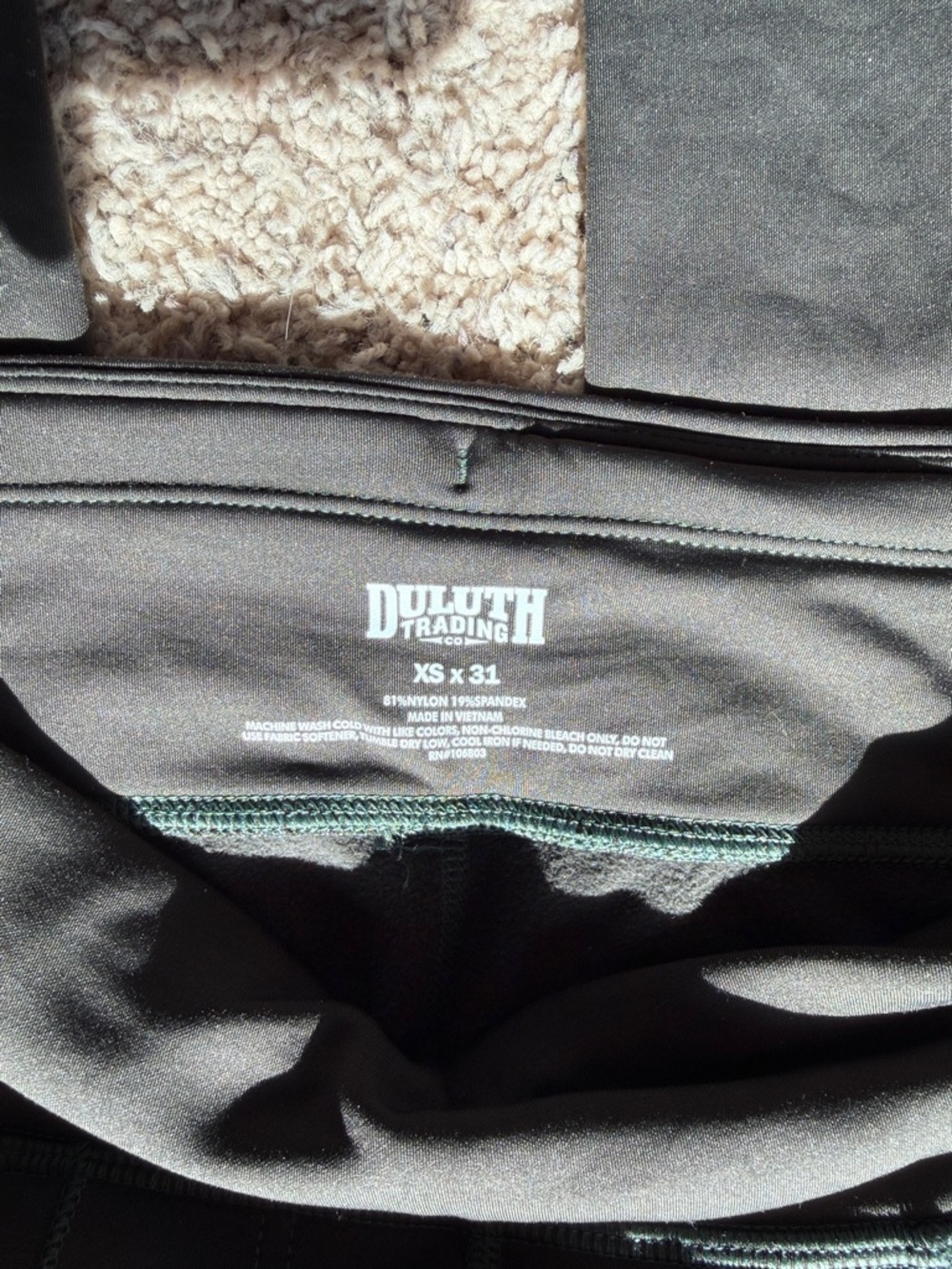 Duluth Trading NoGA Olive Green Fleece Active Leggings - Picture 4 of 4